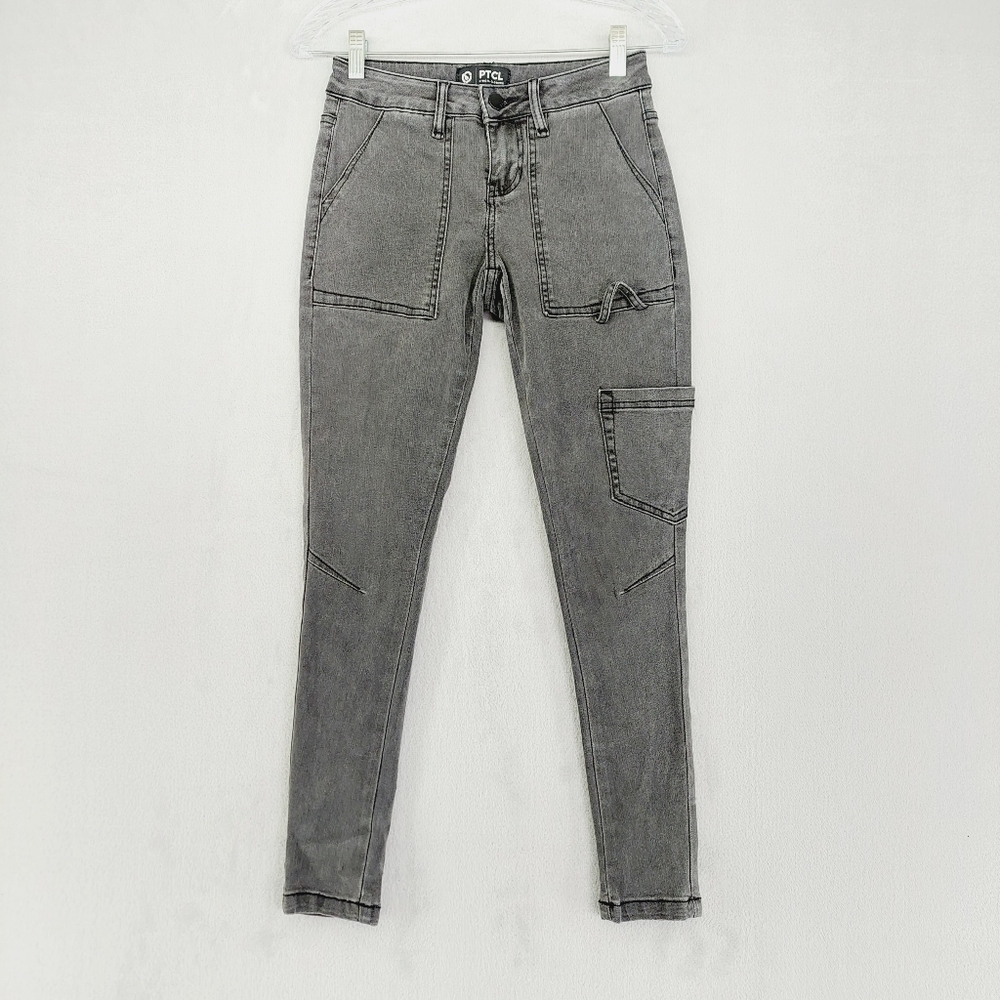 New PTCL Mid Rise Charcoal Skinny Moto Jeans P4036
